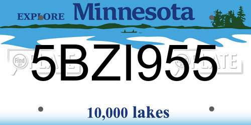 5BZI955 Minnesota License Plate
