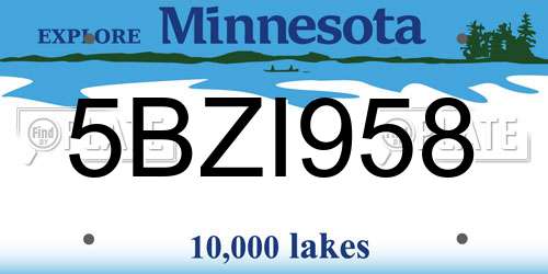 5BZI958 Minnesota License Plate