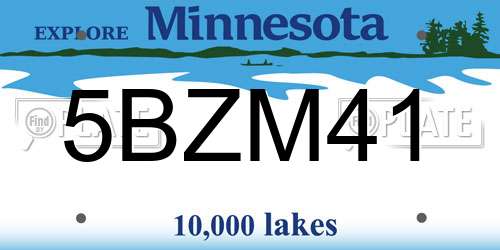 5BZM41 Minnesota License Plate