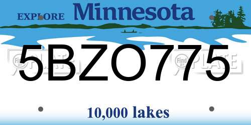 5BZO775 Minnesota License Plate