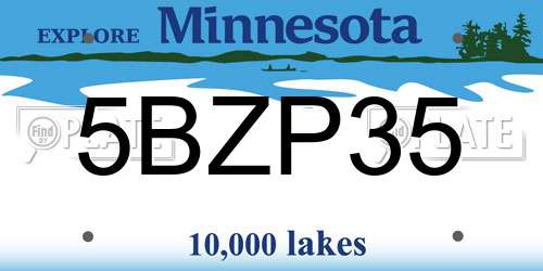 5BZP35 Minnesota License Plate