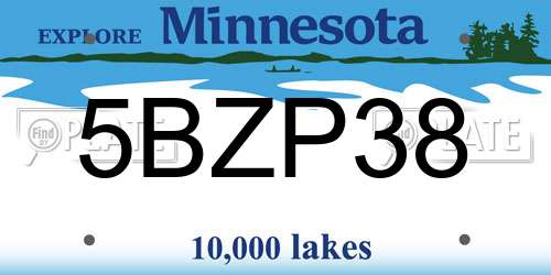 5BZP38 Minnesota License Plate