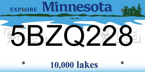 5BZQ228 Minnesota License Plate