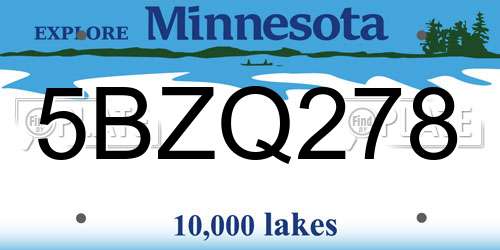 5BZQ278 Minnesota License Plate