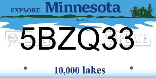 5BZQ33 Minnesota License Plate