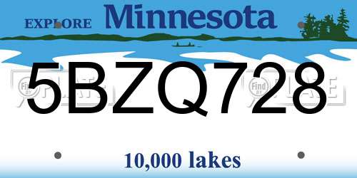 5BZQ728 Minnesota License Plate
