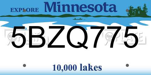 5BZQ775 Minnesota License Plate
