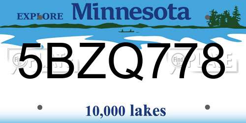 5BZQ778 Minnesota License Plate