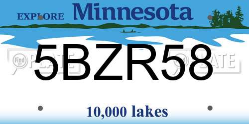 5BZR58 Minnesota License Plate