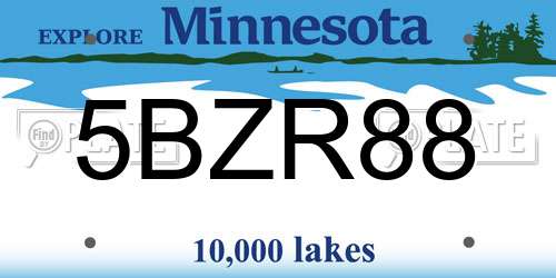 5BZR88 Minnesota License Plate