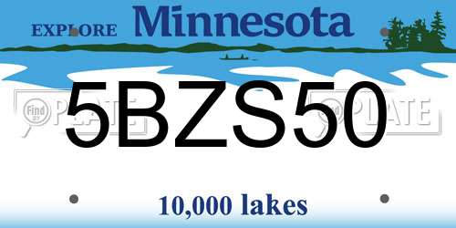 5BZS50 Minnesota License Plate