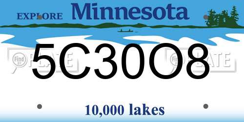 5C30O8 Minnesota License Plate