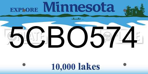5CBO574 Minnesota License Plate