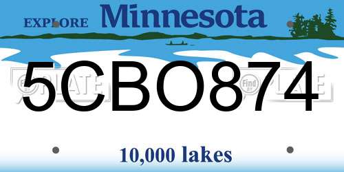 5CBO874 Minnesota License Plate