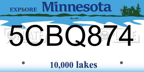 5CBQ874 Minnesota License Plate