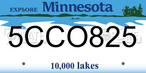 5CCO825 Minnesota License Plate