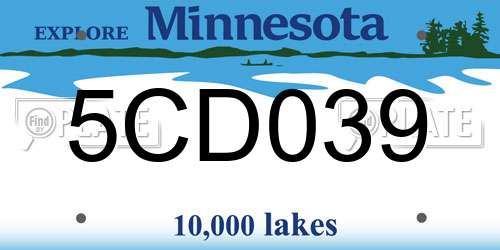 5CD039 Minnesota License Plate