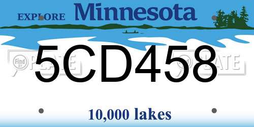 5CD458 Minnesota License Plate