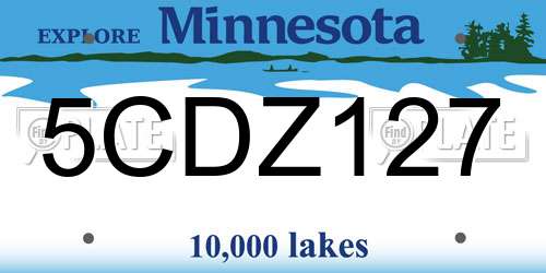 5CDZ127 Minnesota License Plate