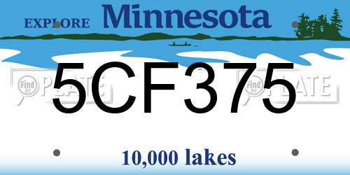 5CF375 Minnesota License Plate