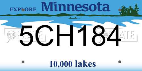 5CH184 Minnesota License Plate
