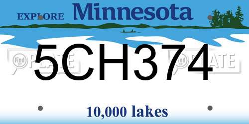 5CH374 Minnesota License Plate