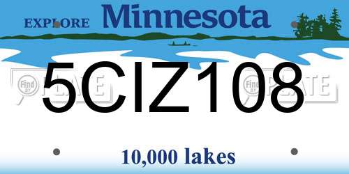 5CIZ108 Minnesota License Plate