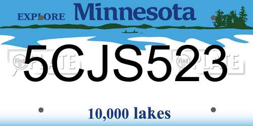 5CJS523 Minnesota License Plate