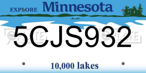 5CJS932 Minnesota License Plate