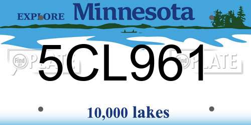 5CL961 Minnesota License Plate