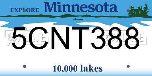 5CNT388 Minnesota License Plate