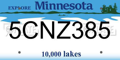 5CNZ385 Minnesota License Plate
