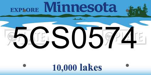 5CS0574 Minnesota License Plate