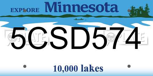 5CSD574 Minnesota License Plate
