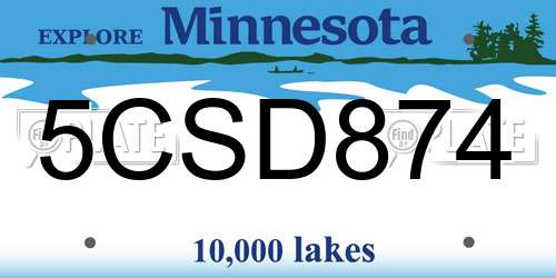 5CSD874 Minnesota License Plate