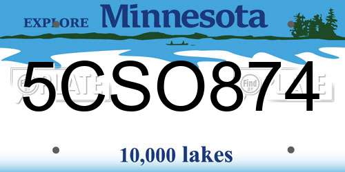 5CSO874 Minnesota License Plate