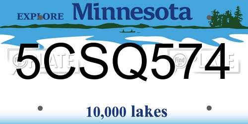 5CSQ574 Minnesota License Plate