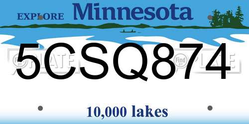 5CSQ874 Minnesota License Plate