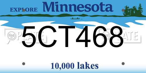 5CT468 Minnesota License Plate