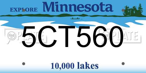 5CT560 Minnesota License Plate