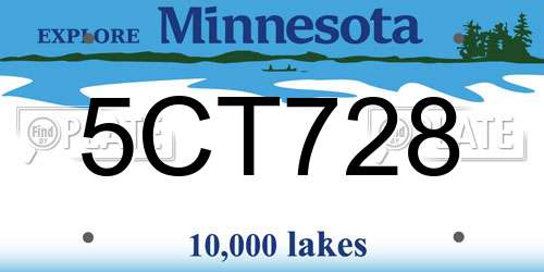 5CT728 Minnesota License Plate