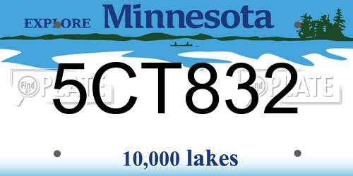 5CT832 Minnesota License Plate