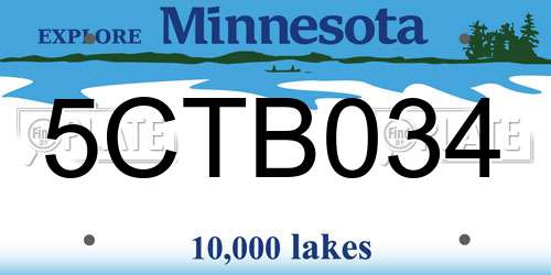 5CTB034 Minnesota License Plate