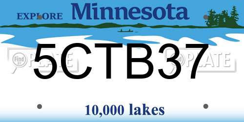 5CTB37 Minnesota License Plate