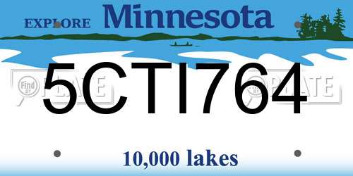 5CTI764 Minnesota License Plate
