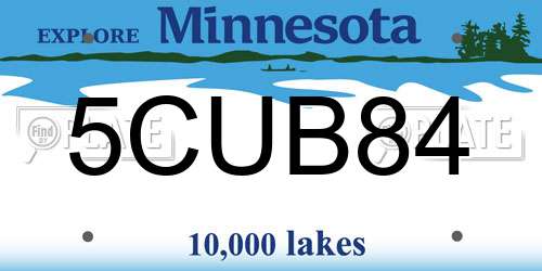 5CUB84 Minnesota License Plate