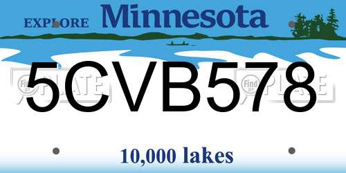 5CVB578 Minnesota License Plate