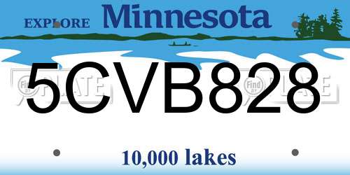 5CVB828 Minnesota License Plate