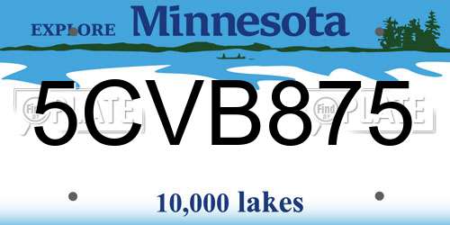 5CVB875 Minnesota License Plate
