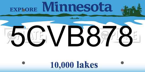 5CVB878 Minnesota License Plate